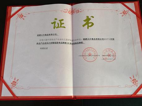 立兴荣获第六届中国食品成长之星评选活动中的领袖品牌奖(图2)